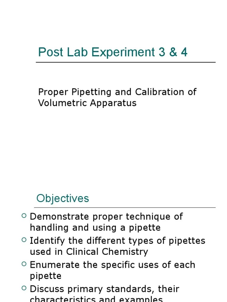 Pipetting Post Lab PDF Chemical Substances Chemistry