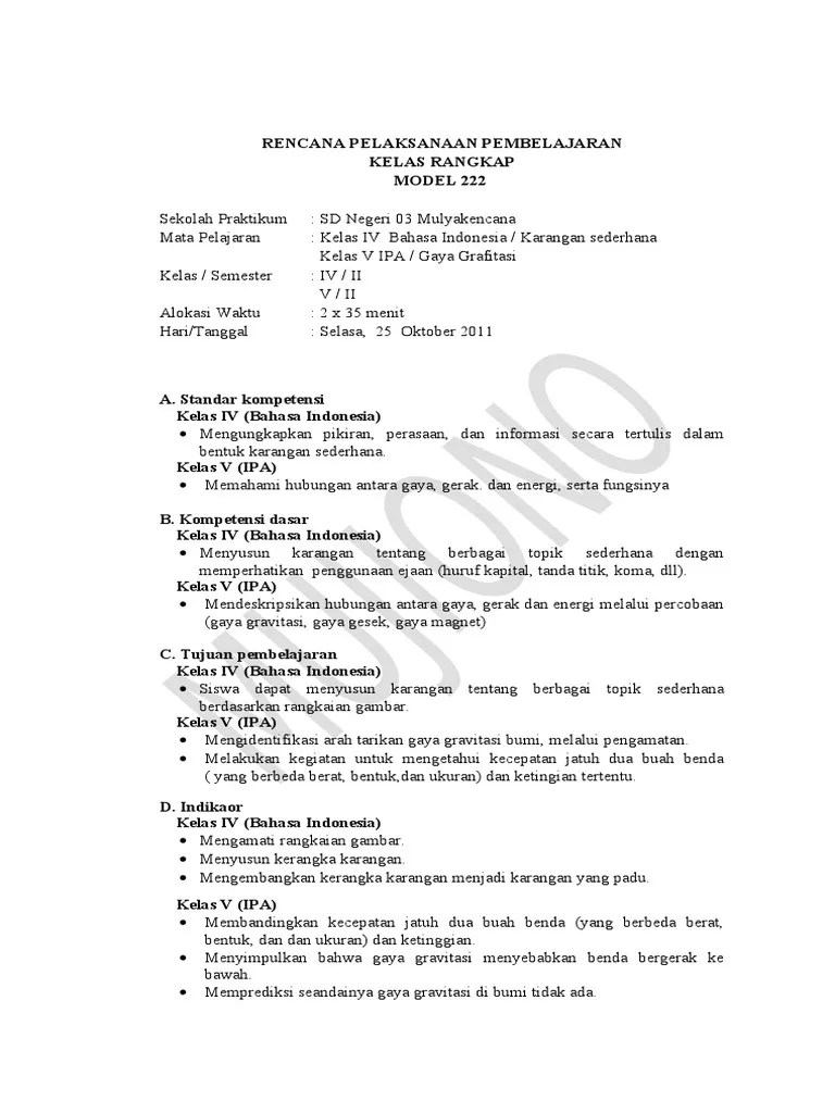 Contoh rpp pkr model 221. Contoh Rpp Pembelajaran Kelas Rangkap 2 Masnurul