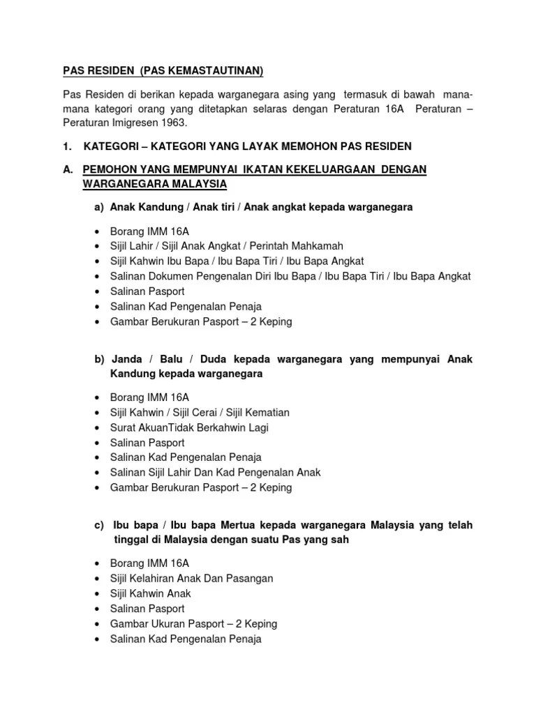 Pas Residen Portal Imigresen PDF PDF