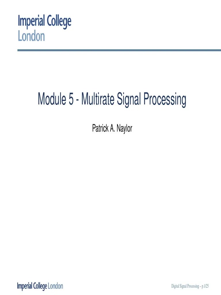 Multirate Signal Processing PDF PDF Sampling (Signal Processing