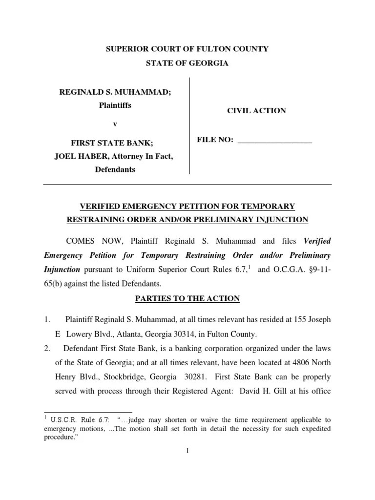 Motion for Temporary Restraining Order/Preliminary Injunction