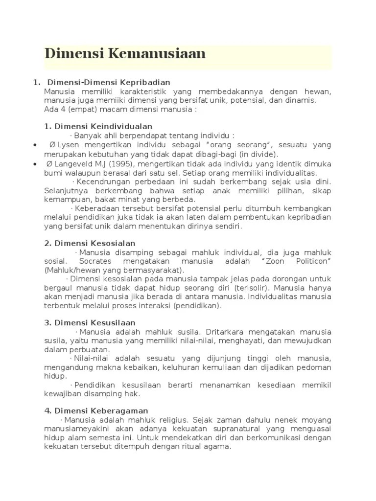 Dimensi Kemanusiaan | PDF