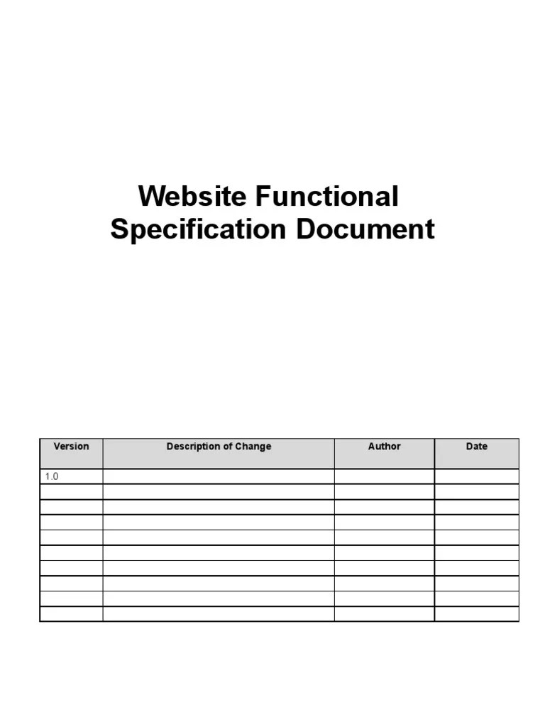 Web Development Functional Specifications Document Websites Search
