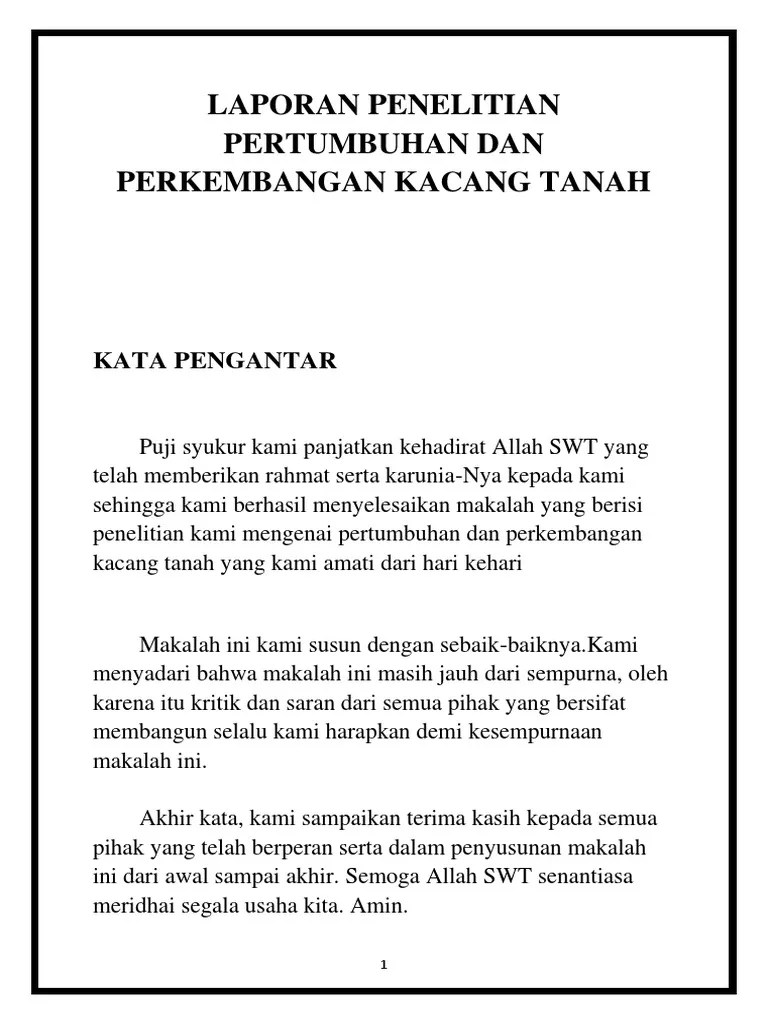 Contoh Laporan Penelitian Pertumbuhan Kacang Tanah – Nasi