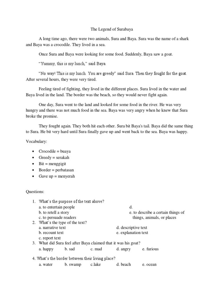 The Example of Narrative Text with Questions.pdf