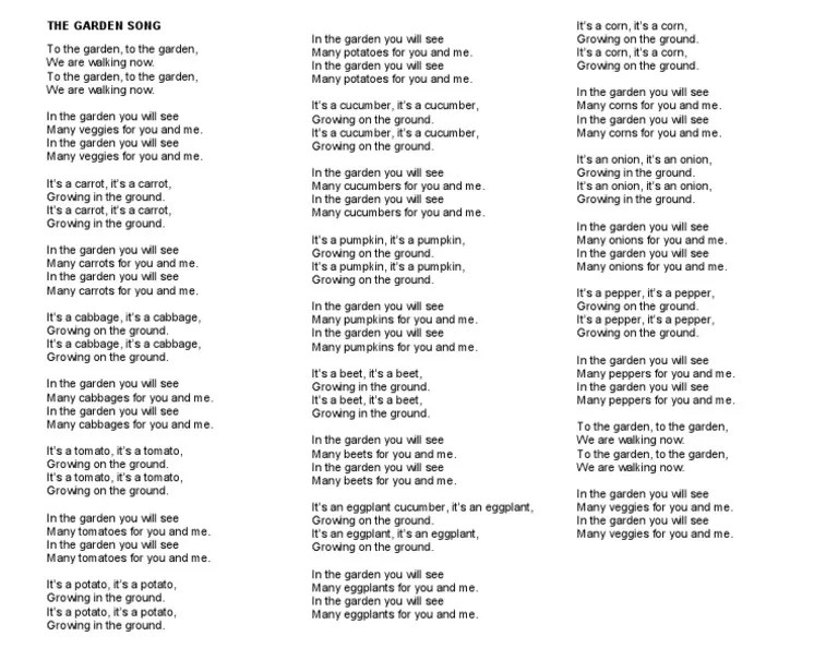 In the Garden Song Lyrics Cucumber Tomato