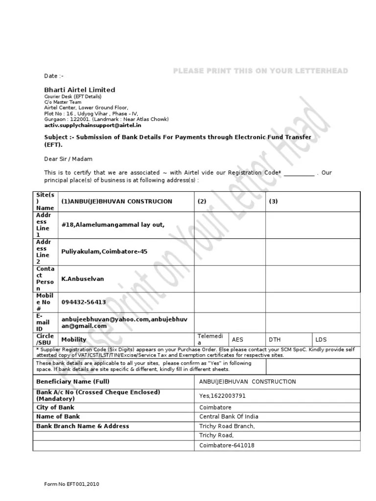 EFT Detail Submission Form Word 97 Format Economy (General)