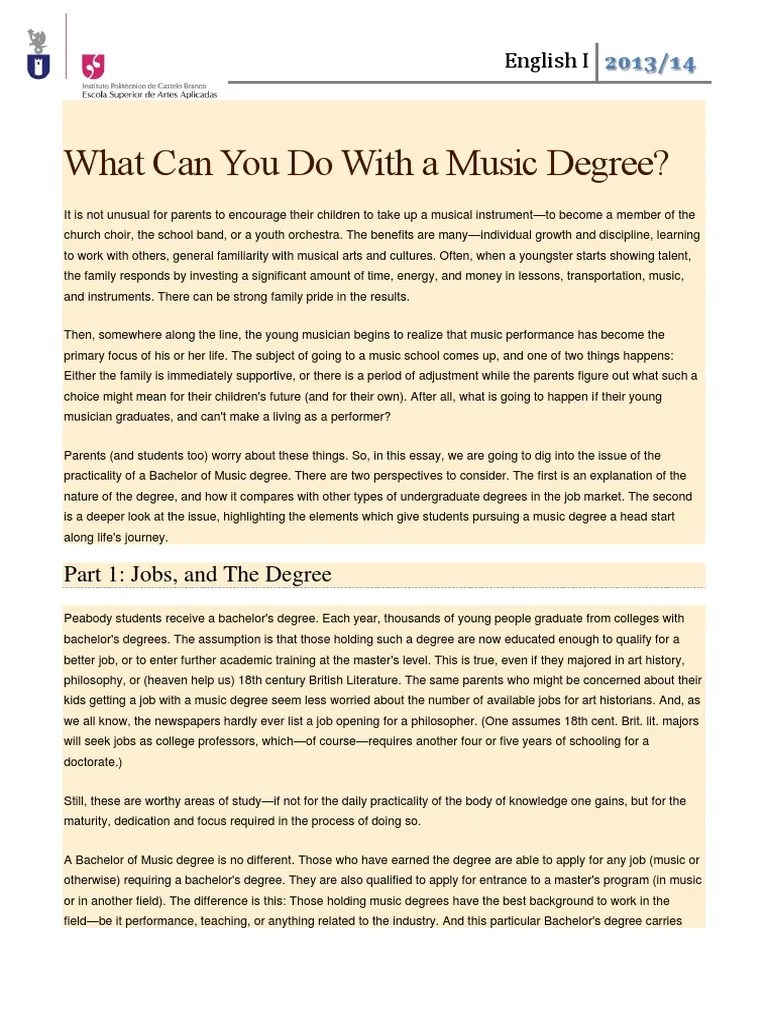 What Can You Do With a Music Degree Academic Degree Bachelor's Degree