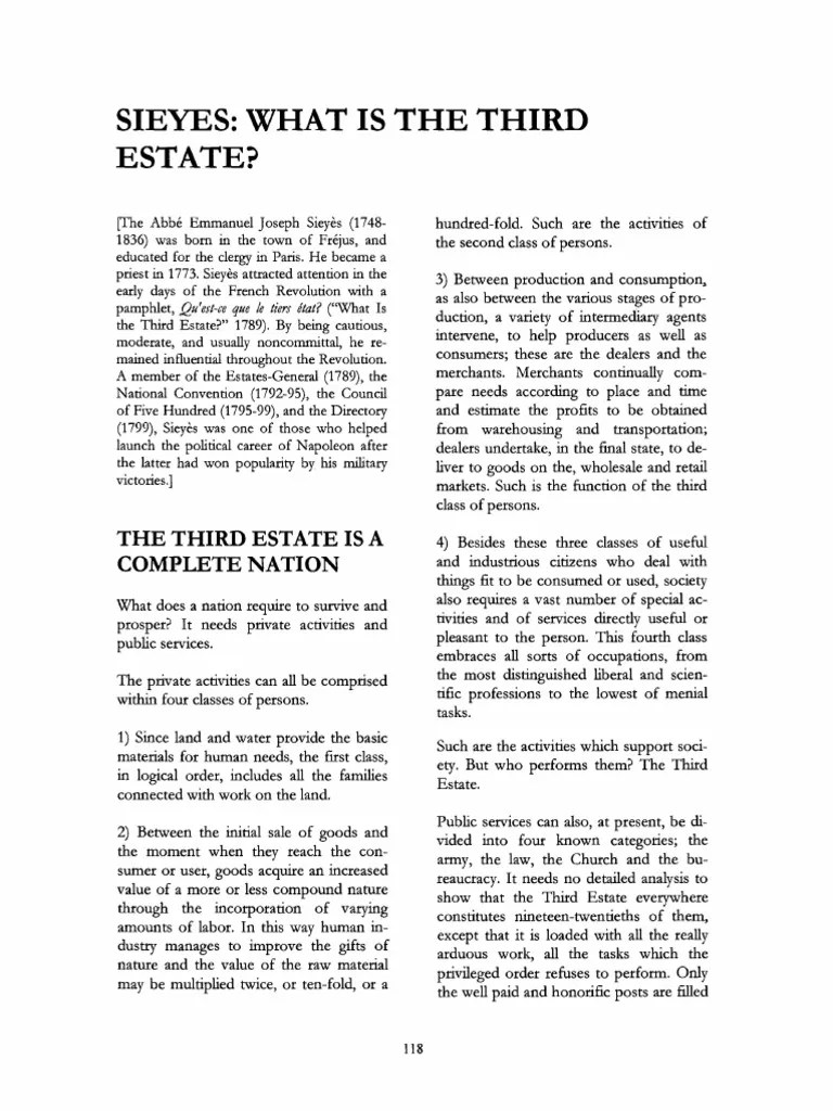 Sieyes What Is The Third Estate PDF PDF Nobility Constitution