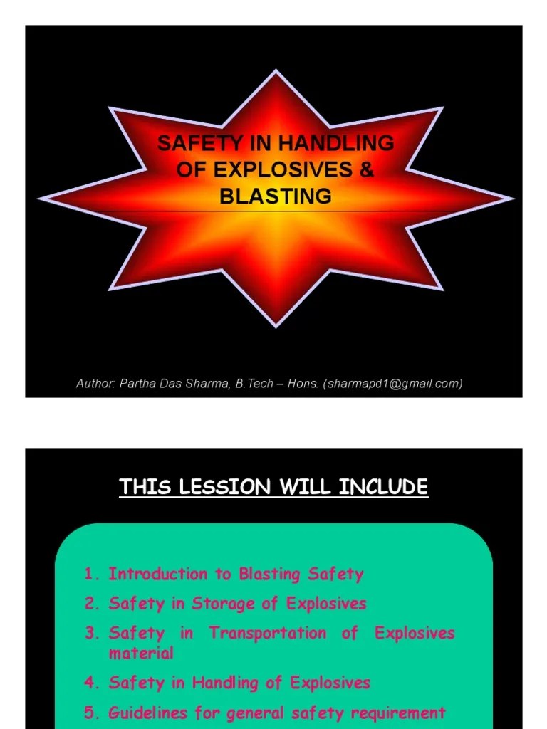 Safety in Handling of Explosives and Blasting Explosive Material