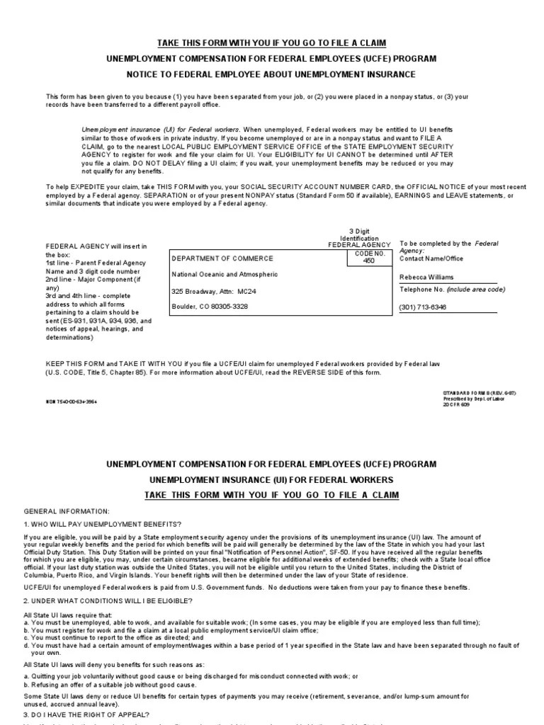 Take This Form With You If You Go To File A Claim Unemployment