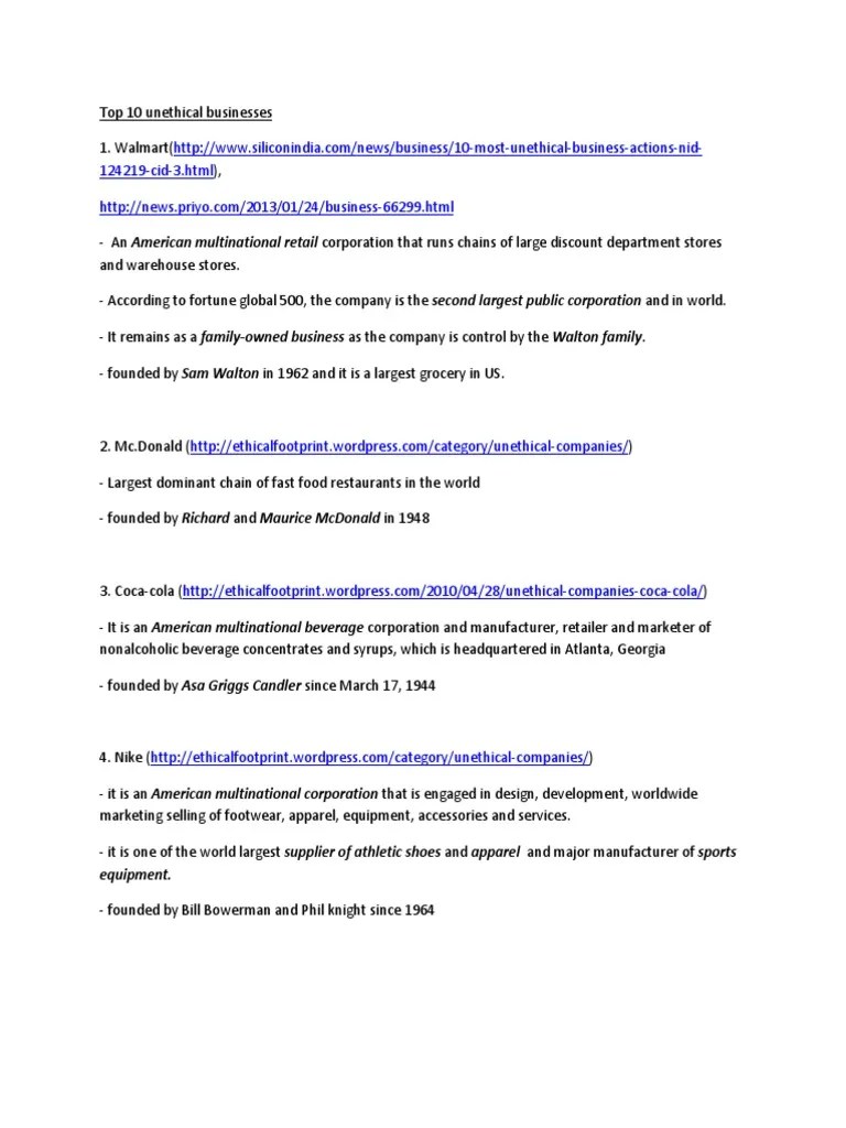 Top 10 Businesses PDF Monsanto Chevron Corporation