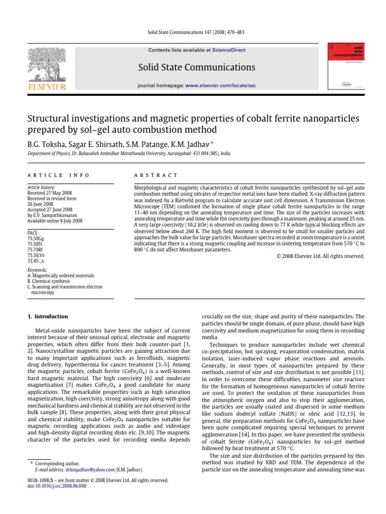 Structural Investigations and Properties of Cobalt Ferrite