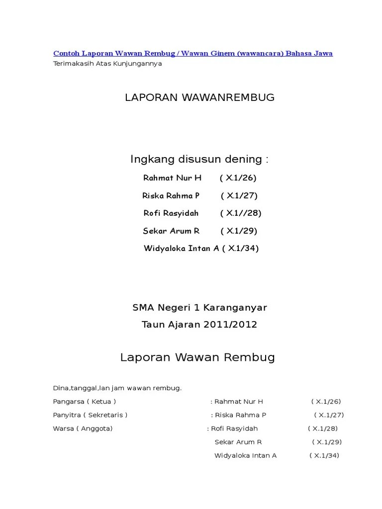 LAPORAN WAWANCARA Kelas XI XII | PDF