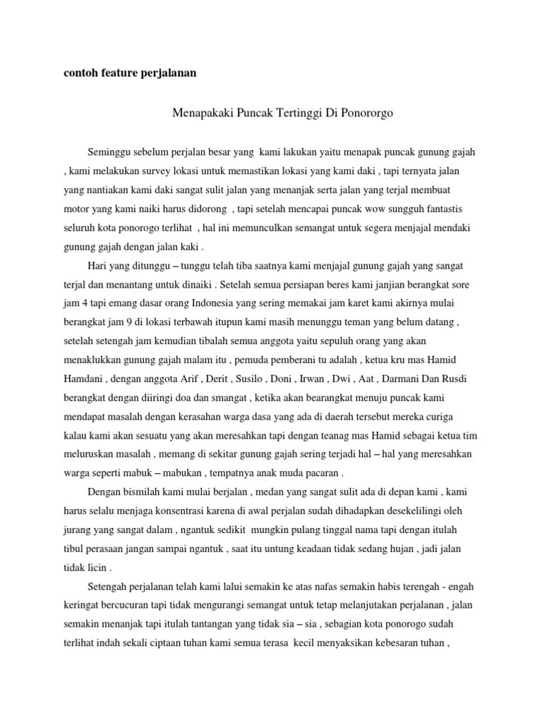 Contoh Feature Perjalanan Kunci Soal