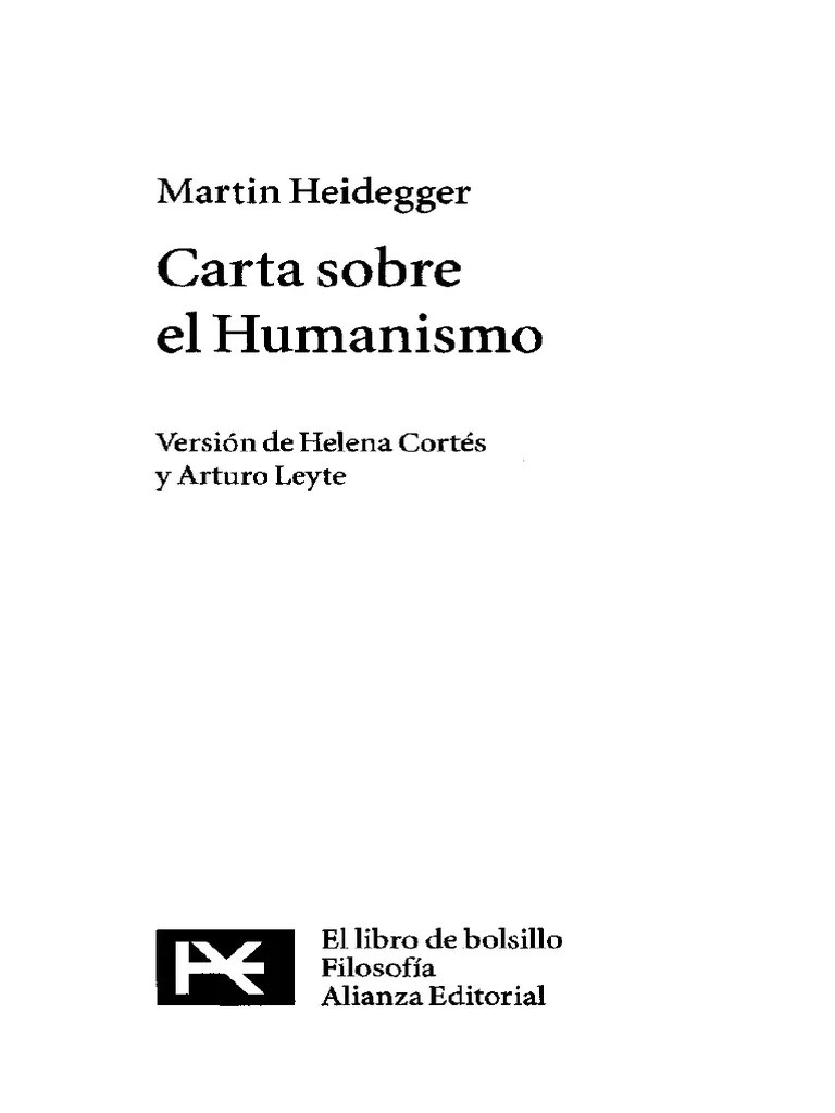 Martin Heidegger Carta Sobre El Humanismo Esencia Existencialismo