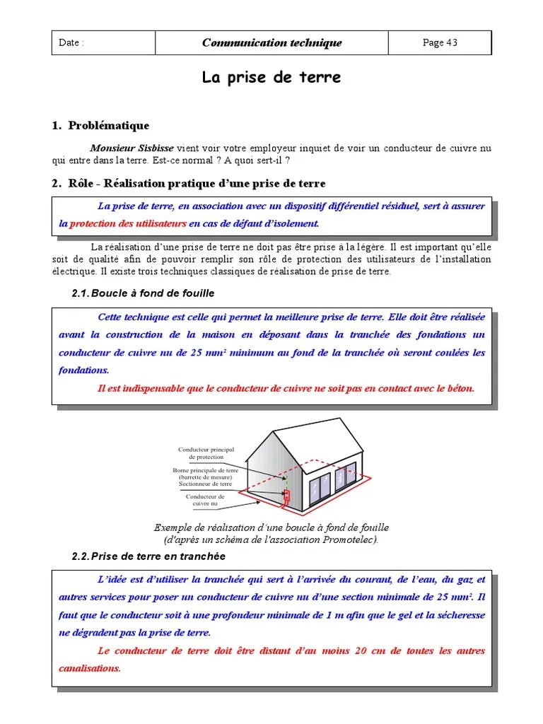 La Prise de Terre Résistance (électricité) Électricité