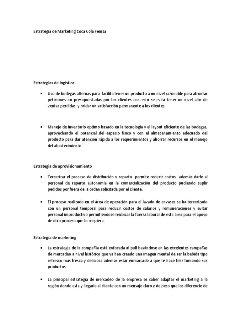 estrategias funcionales Coca Cola Producto (Negocios)