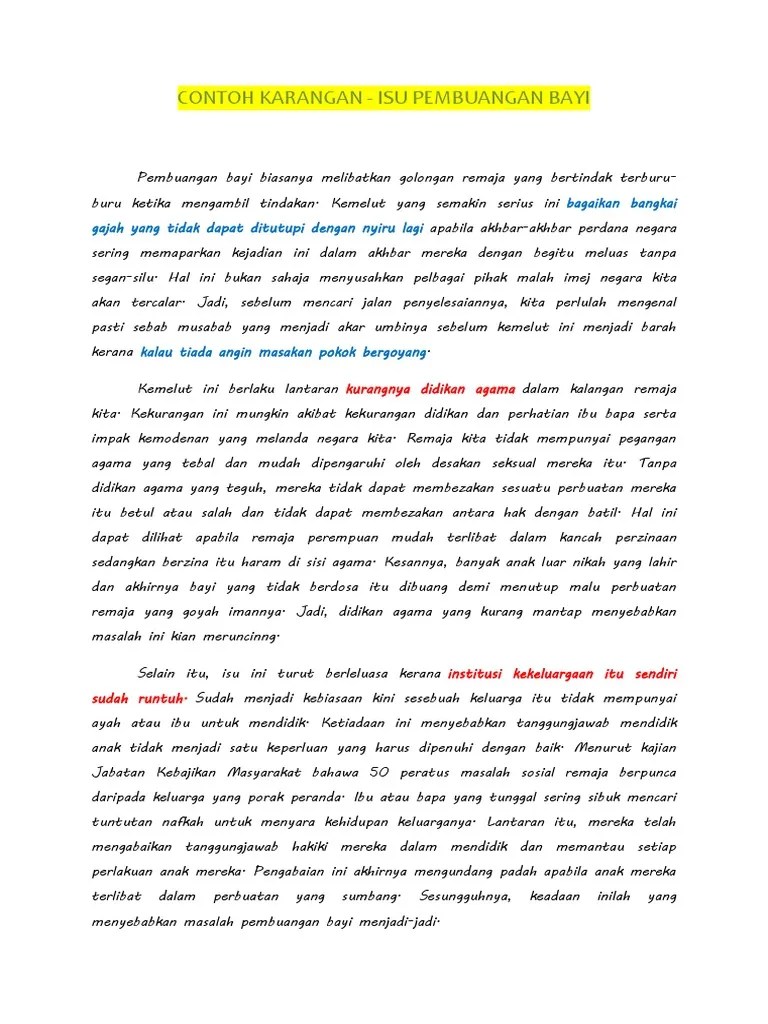 Karangan Isu Pembuangan Bayi