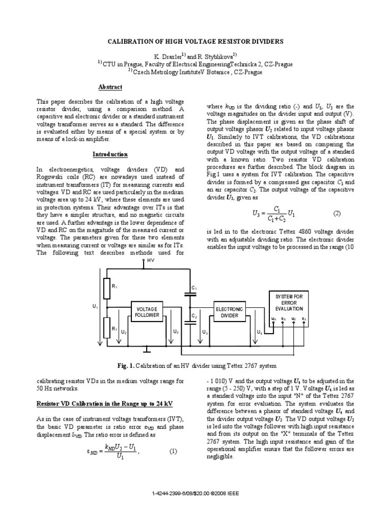 Calibration of High Voltage Resistor Dividers U C C C U PDF