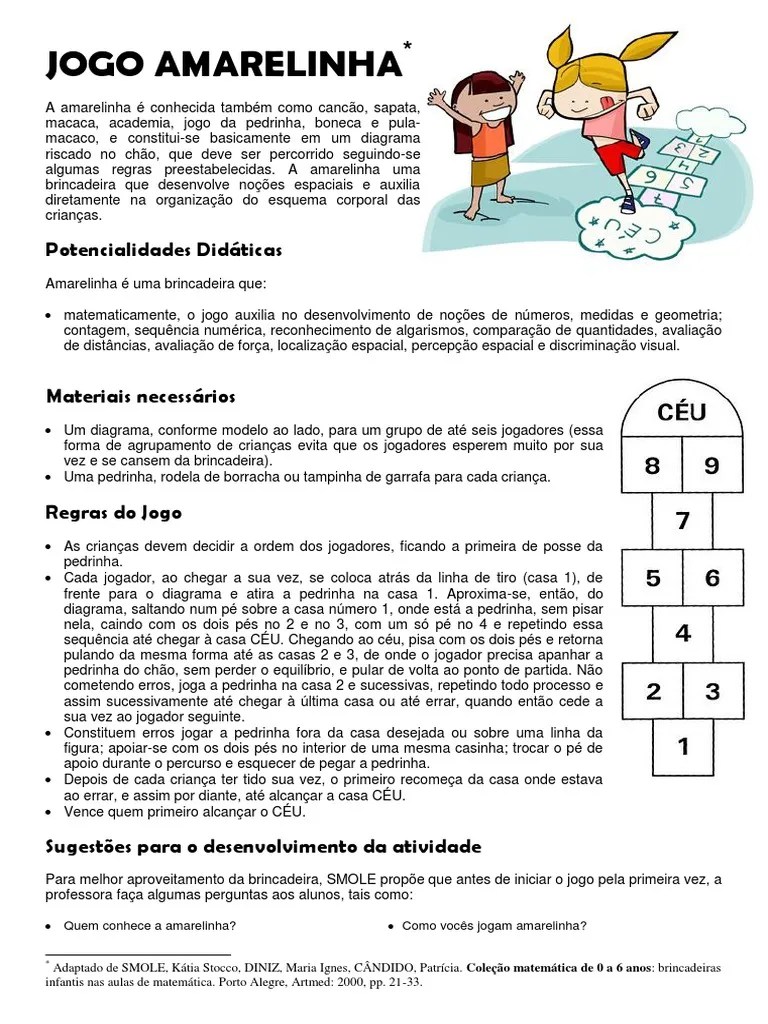 Jogo Amarelinha Percepção Desenho