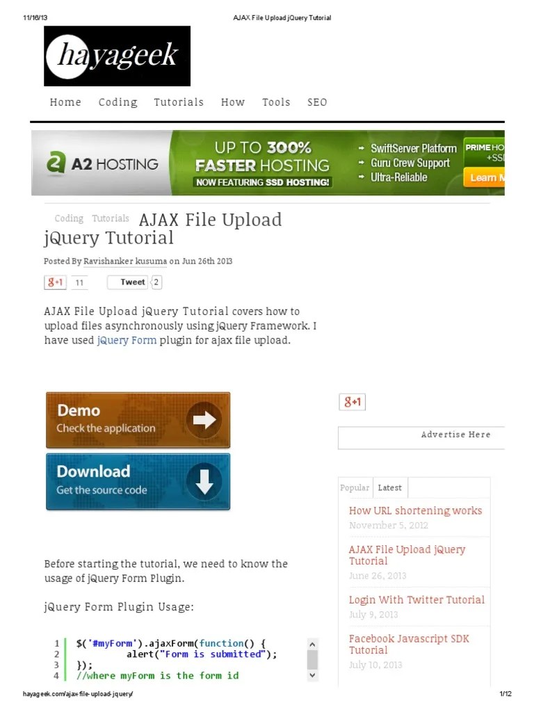 AJAX File Upload jQuery Tutorial J Query Ajax (Programming)