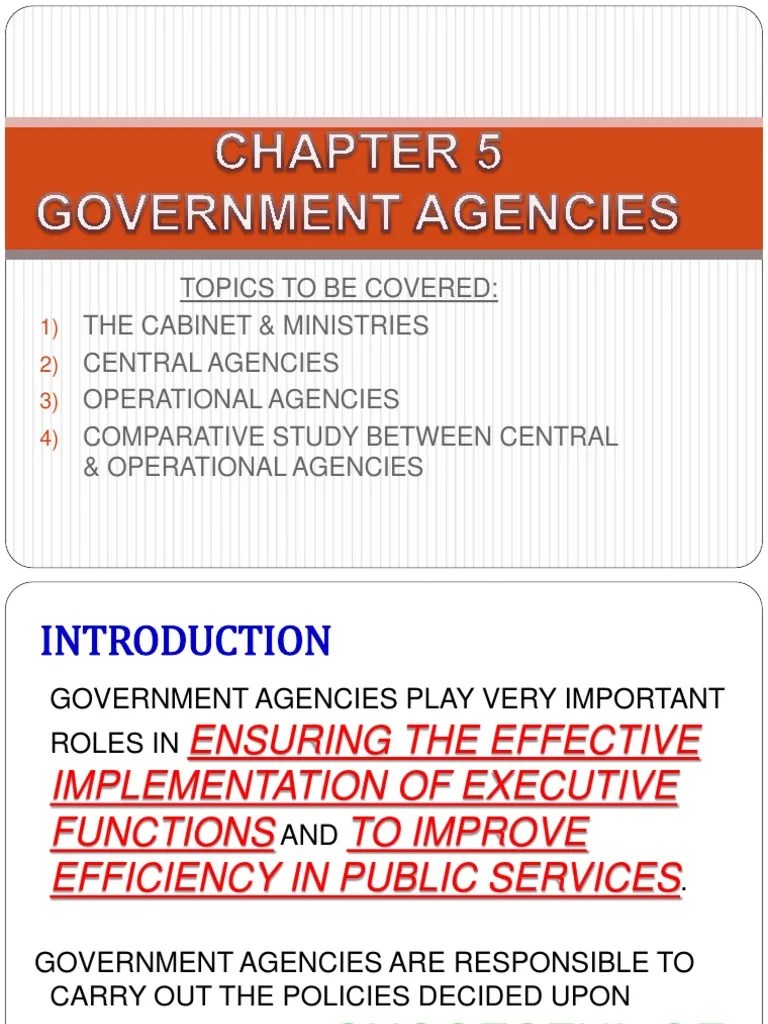Chapter 5 Government Agencies New Government Agencies Civil Service