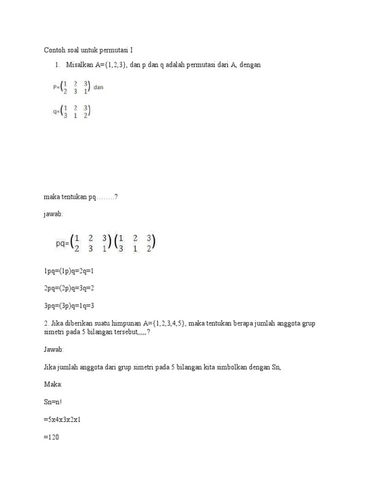 Contoh Soal Untuk Permutasi I | PDF