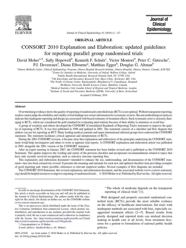 Consort 2010 Explanation and Elaboration Updated Guidelines For