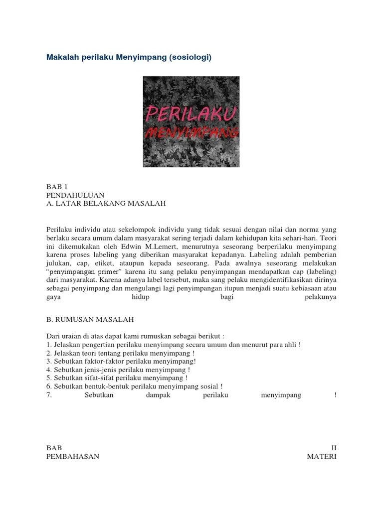 Makalah Perilaku Menyimpang | PDF