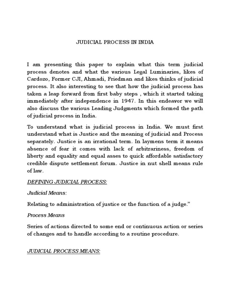 Judicial Process PDF Judiciaries Supreme Court Of India