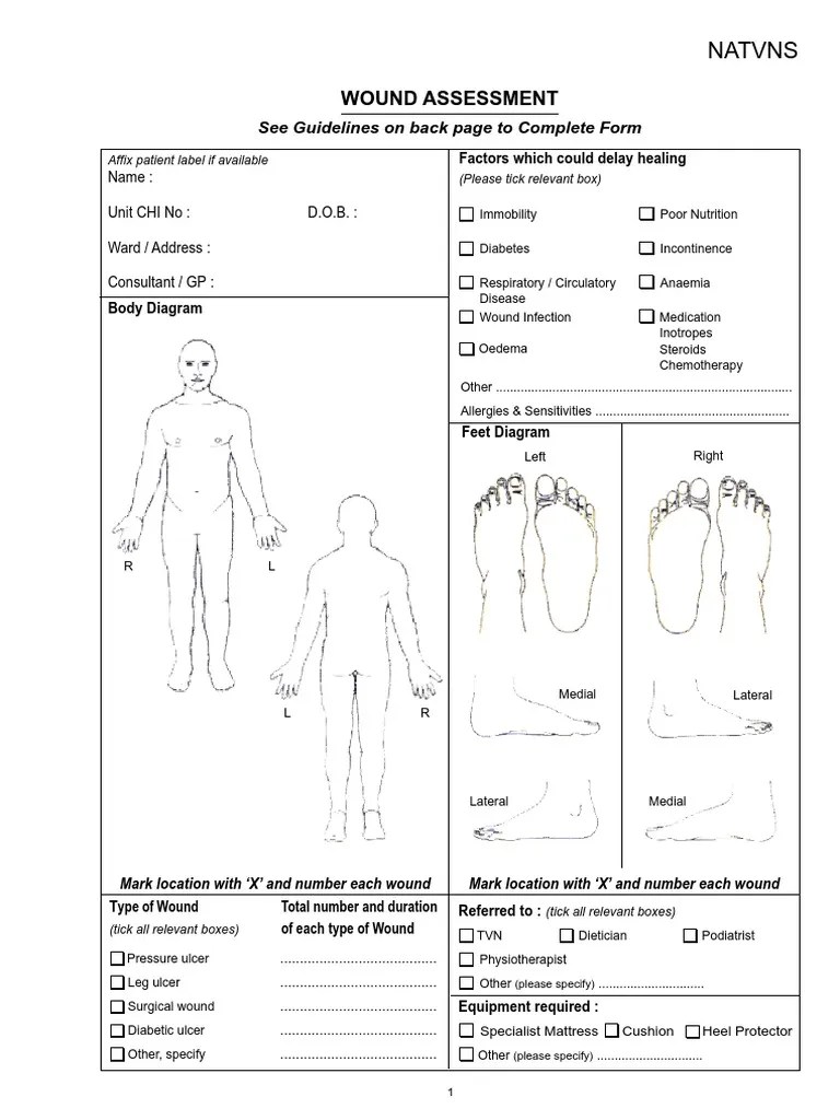 Wound Assessment Chart PDF Wound Diseases And Disorders