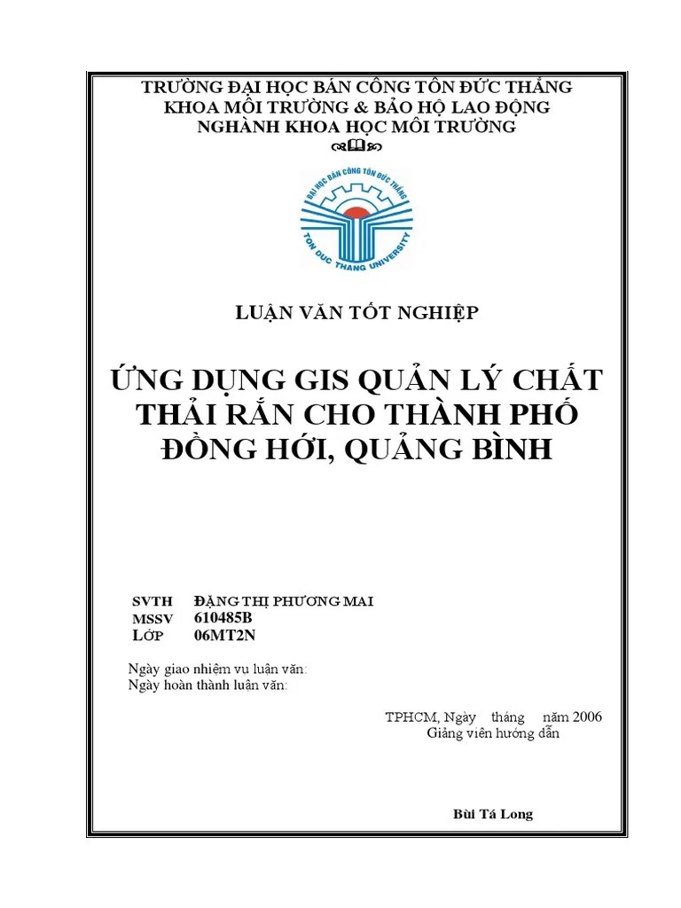 Ung Dung GIS Quan Ly Chat Thai Ran Cho Thanh Pho Dong Hoi Quang Binh