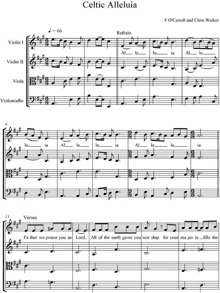 Celtic Alleluia for String Quartet