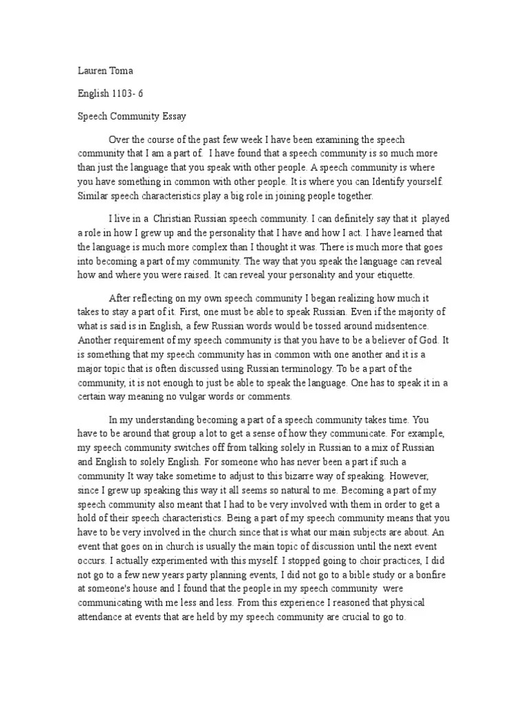 speech community essay Human Communication Cognition