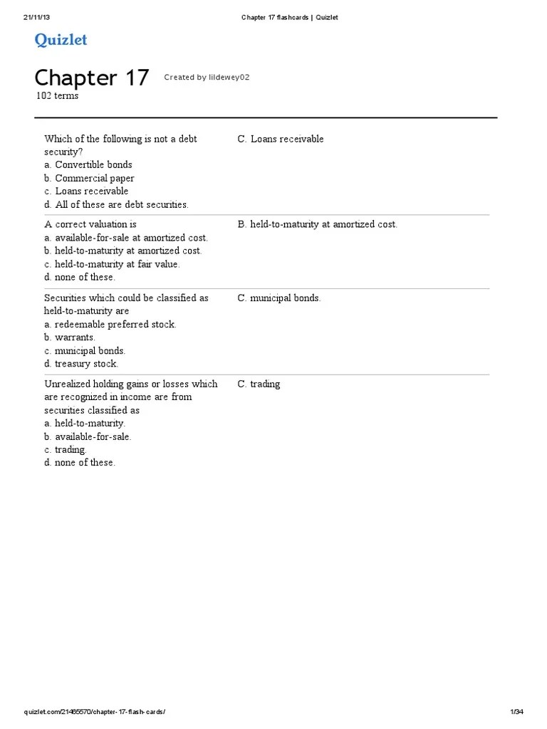 Chapter 17 Flashcards Quizlet PDF Bonds (Finance) Discounting