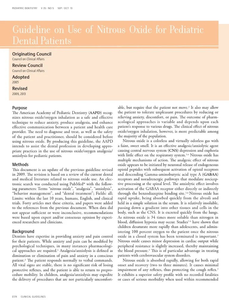 Guideline On Use of Nitrous Oxide For Pediatric Dental Patients PDF