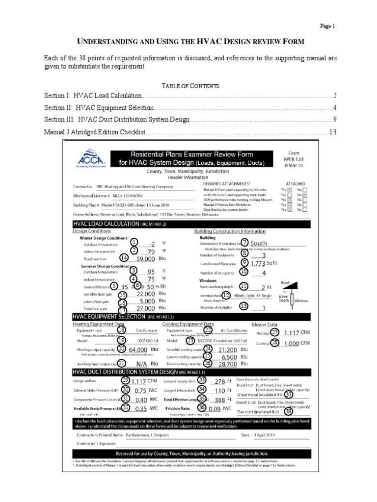 HVAC Design Review Form Instructions 410 PDF