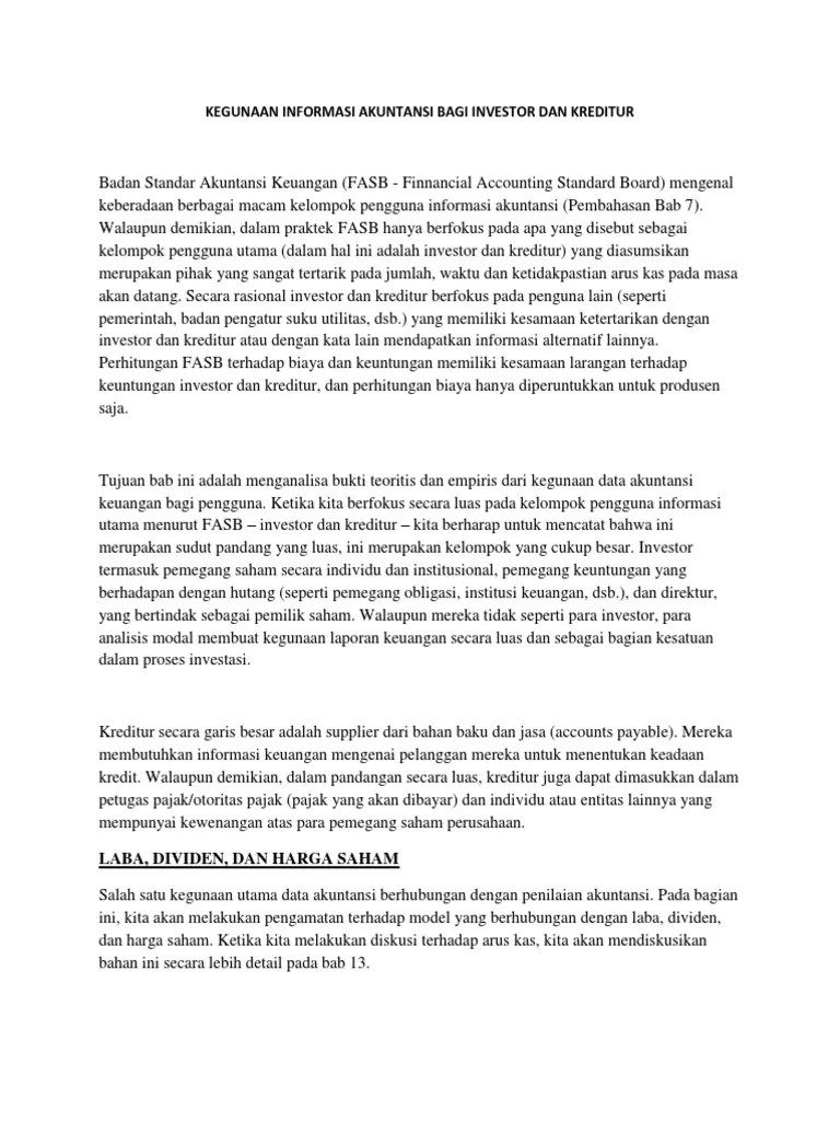 Bab Manfaat Informasi Akuntansi | PDF
