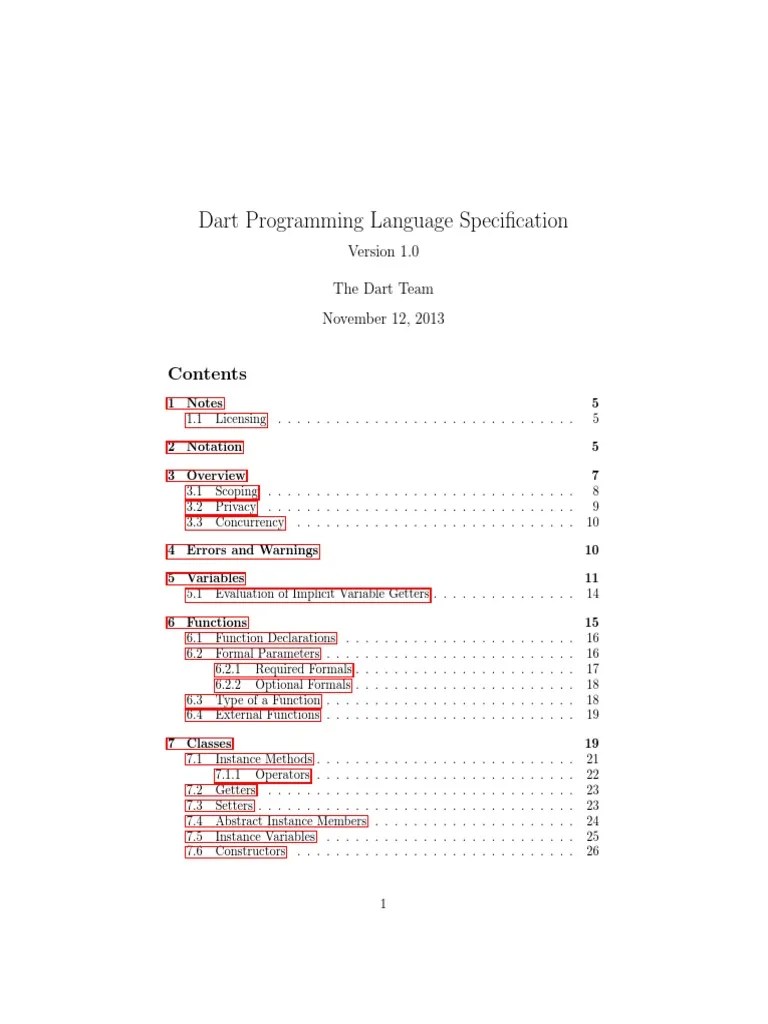 Dart Language Specification PDF Scope Science) Class