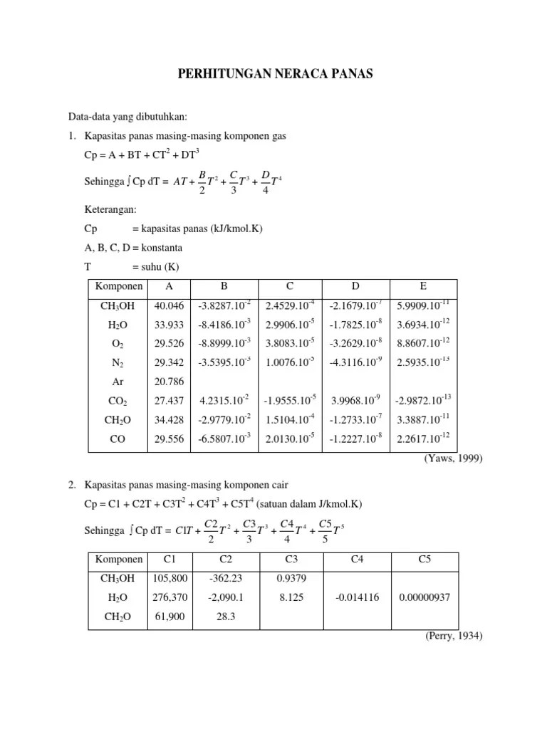 Perhitungan Neraca Panas | PDF