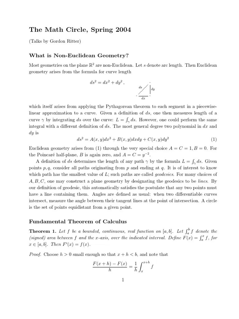 Non Euclidean Geometry PDF Curvature Ellipse