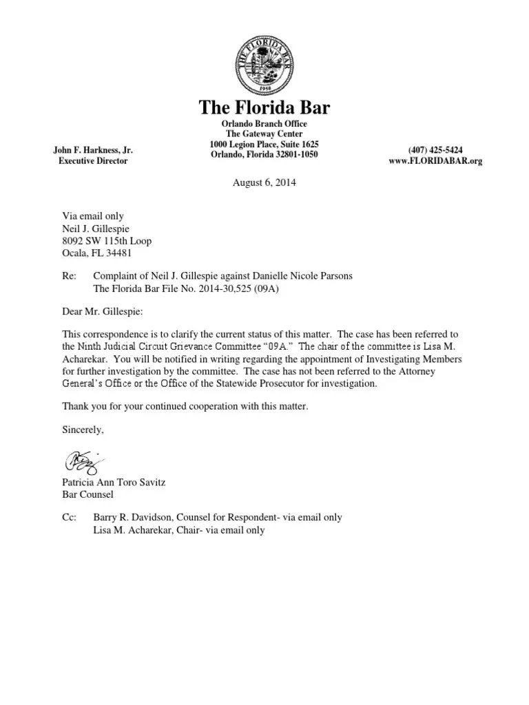 Bar Complaint Danielle Parsons Lawyer Foreclosure