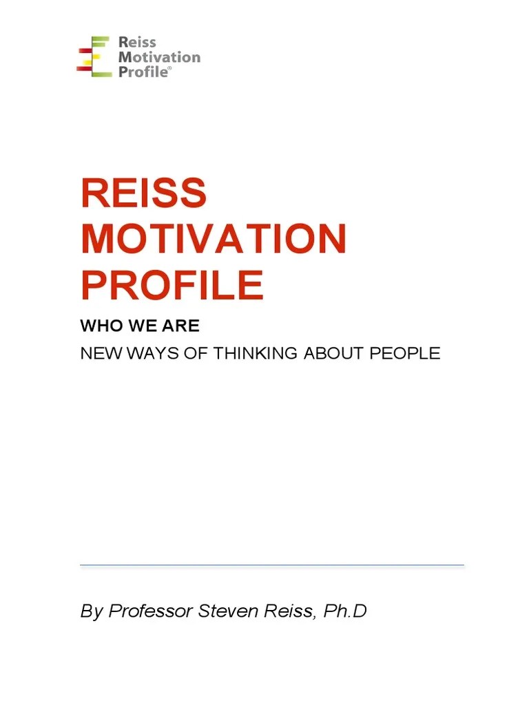 Reiss Motivation Profile Summary Motivation Self Improvement