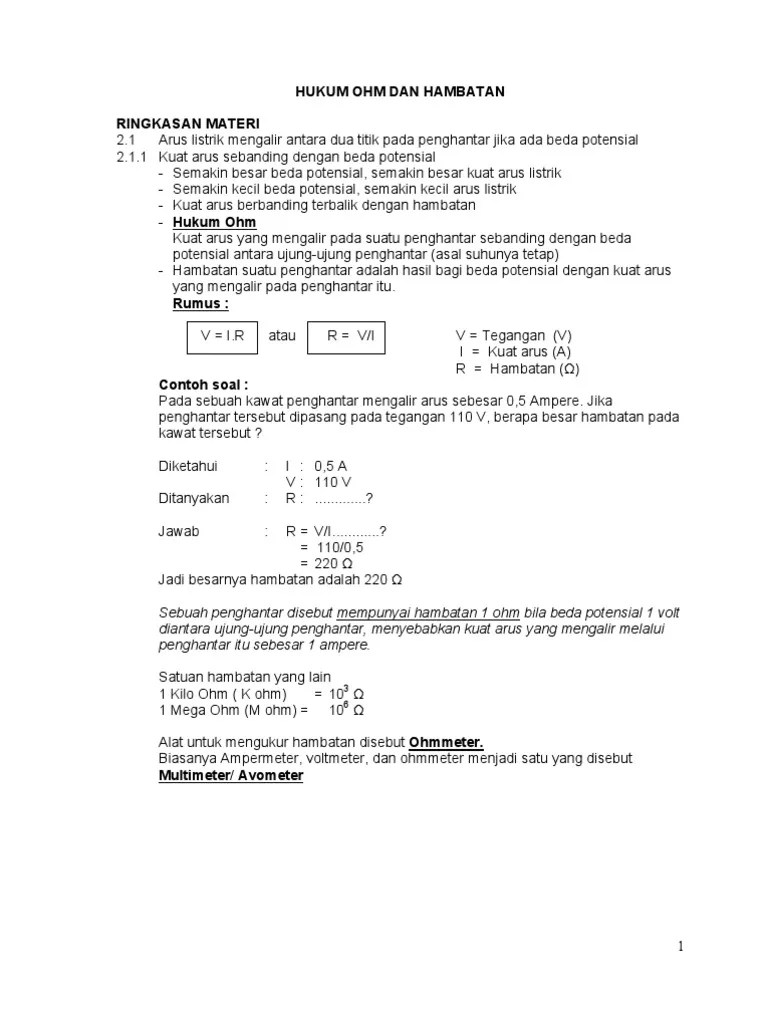 Hukum Ohm Dan Hambatan | PDF