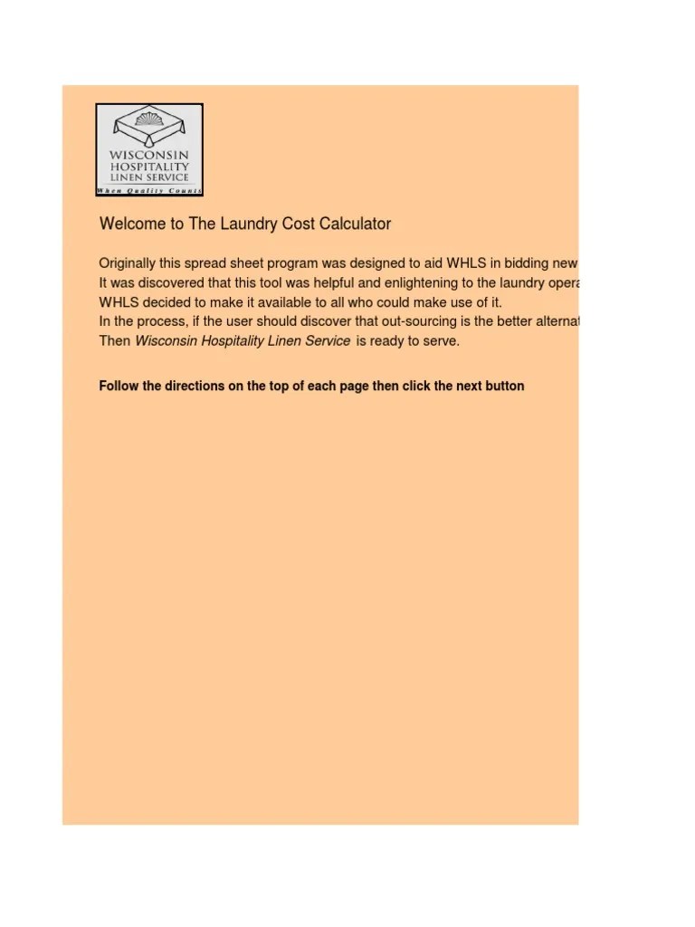The Laundry Cost Calculator PDF Laundry Labour Economics