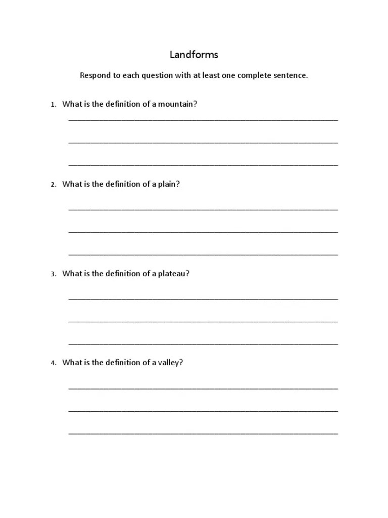 landform questions