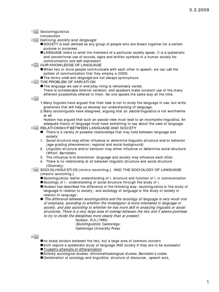 Sociolinguistics Sociolinguistics Linguistics