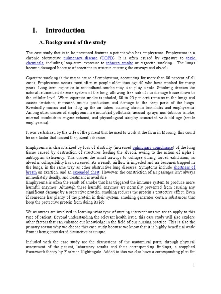 Emphysema Case Study E3 PDF Respiratory Tract Chronic Obstructive