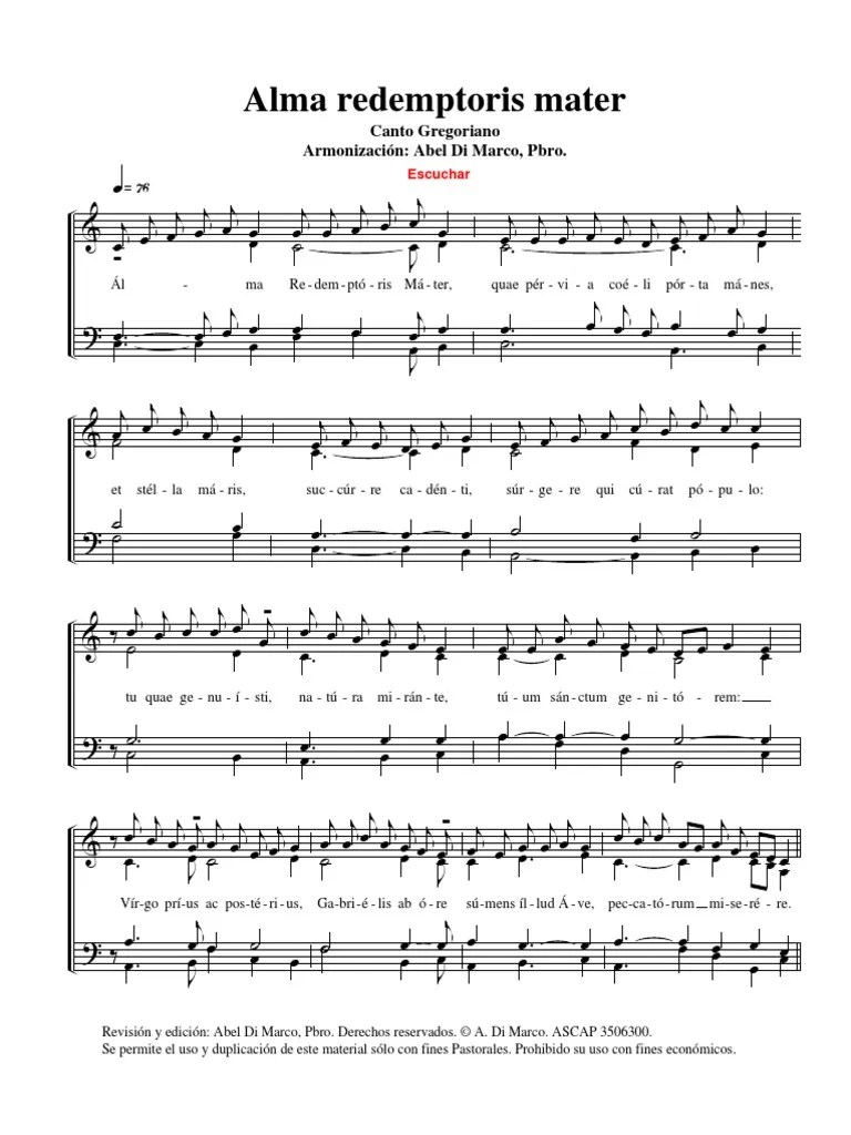 Partitura Alma Redemptoris Mater